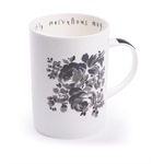 Lisa Stickley Hankie Flower Bone China Mug, Charcoal