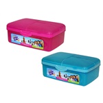 2 Sistema Multi Compartment Quaddie Lunch Boxes, Pink & Aqua Blue