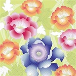 Stewo 3 Ply paper napkins, Pink, Blue & Orange Flowers (Aischa)
