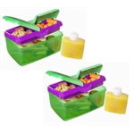2 Sistema 2L Multi Compartment Quaddie Lunch Boxes, Green