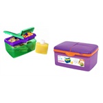2 Sistema 2L Multi Compartment Quaddie Lunch Boxes, Green & Purple