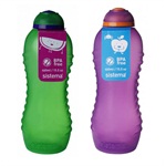 2 Sistema 460ml Twister Drinks Bottles, Green & Purple