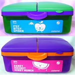 2 Sistema Multi Compartment Quaddie Lunch Boxes, 1.5L Green & Purple