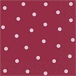 Stewo 3 ply paper napkins, Burgundy with Pink Spot Design