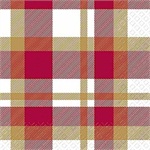 Stewo 3 ply paper napkins, Red Check Design (Camino)