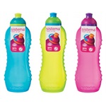 3 Sistema 460ml Drink Bottles, Aqua Blue, Lime Green, Pink
