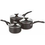 Prestige 3 Piece Saucepan Set with Non Stick Black Interiors