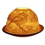 Light-Glow Robin Lithophane Dome Tealight Candle Holder