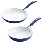 Meyer Silverstone 20cm & 28cm Frying Pans, Ocean Blue